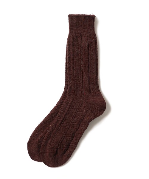 BEAMS PLUS（ビームスプラス）の「Cable Nep Multi Pattern Socks（ソックス/靴下・メンズ・グリーン/チャコールグレー/ブラウン/オフホワイト/イエロー系その他6・ONE SIZE）」の8枚目の写真