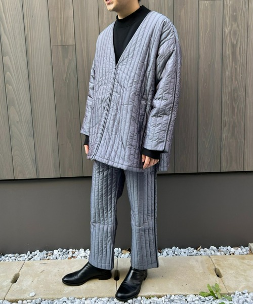 unlow（アンロー）の「シャンブレーキルティングパンツ（セットアップ対応）（その他パンツ・メンズ・グレー/ブルー・L/M）」の5枚目の写真