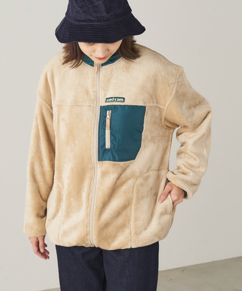 ＆yam（アンドヤム）の「両面シャギーフリースジップブルゾン【親子お揃い/リンクコーデ】（ブルゾン・レディース・ブラック/ベージュ/パープル・FREE）」の3枚目の写真