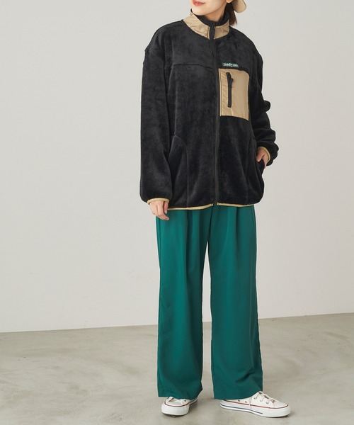 ＆yam（アンドヤム）の「両面シャギーフリースジップブルゾン【親子お揃い/リンクコーデ】（ブルゾン・レディース・ブラック/ベージュ/パープル・FREE）」の9枚目の写真