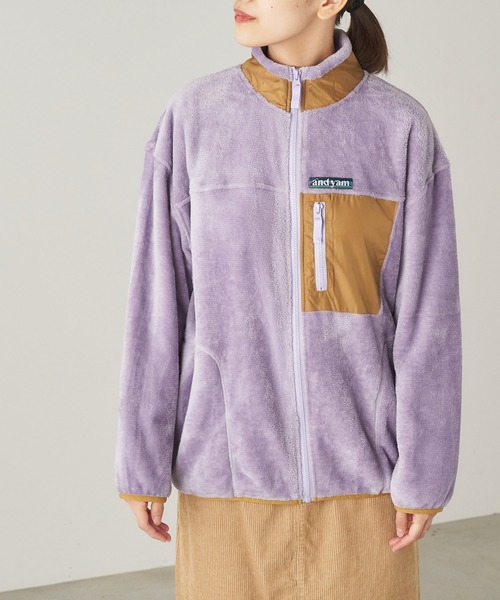 ＆yam（アンドヤム）の「両面シャギーフリースジップブルゾン【親子お揃い/リンクコーデ】（ブルゾン・レディース・ブラック/ベージュ/パープル・FREE）」の18枚目の写真