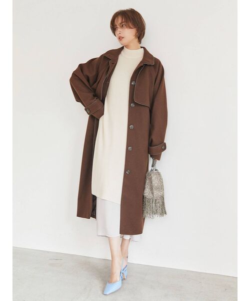 COTORICA(コトリカ)の「フェイクウールパイピングコート(ステンカラーコート・レディース・ブラウン/ベージュ・FREE)」の15枚目の写真