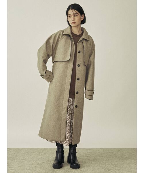 COTORICA（コトリカ）の「フェイクウールパイピングコート（ステンカラーコート・レディース・ブラウン/ベージュ・FREE）」の3枚目の写真