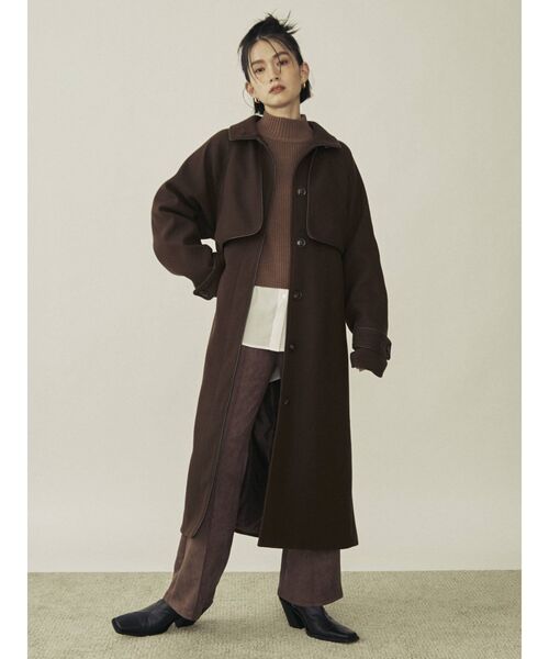 COTORICA（コトリカ）の「フェイクウールパイピングコート（ステンカラーコート・レディース・ブラウン/ベージュ・FREE）」の11枚目の写真