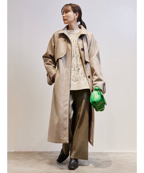 COTORICA（コトリカ）の「フェイクウールパイピングコート（ステンカラーコート・レディース・ブラウン/ベージュ・FREE）」の6枚目の写真