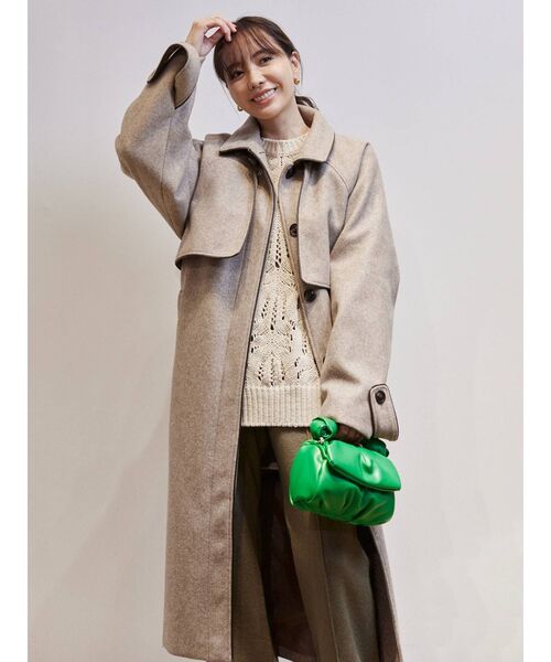 COTORICA（コトリカ）の「フェイクウールパイピングコート（ステンカラーコート・レディース・ブラウン/ベージュ・FREE）」の17枚目の写真