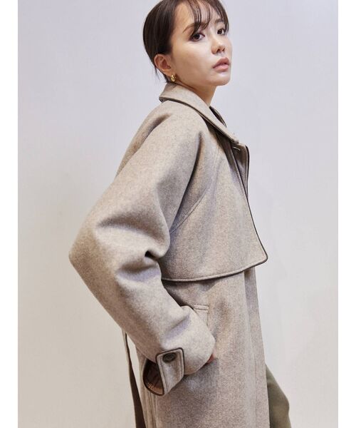 COTORICA（コトリカ）の「フェイクウールパイピングコート（ステンカラーコート・レディース・ブラウン/ベージュ・FREE）」の7枚目の写真