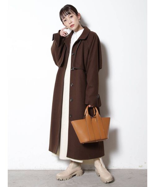 COTORICA（コトリカ）の「フェイクウールパイピングコート（ステンカラーコート・レディース・ブラウン/ベージュ・FREE）」の20枚目の写真
