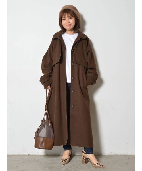 COTORICA（コトリカ）の「フェイクウールパイピングコート（ステンカラーコート・レディース・ブラウン/ベージュ・FREE）」の22枚目の写真