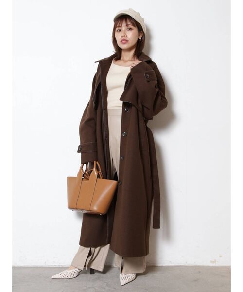 COTORICA（コトリカ）の「フェイクウールパイピングコート（ステンカラーコート・レディース・ブラウン/ベージュ・FREE）」の18枚目の写真