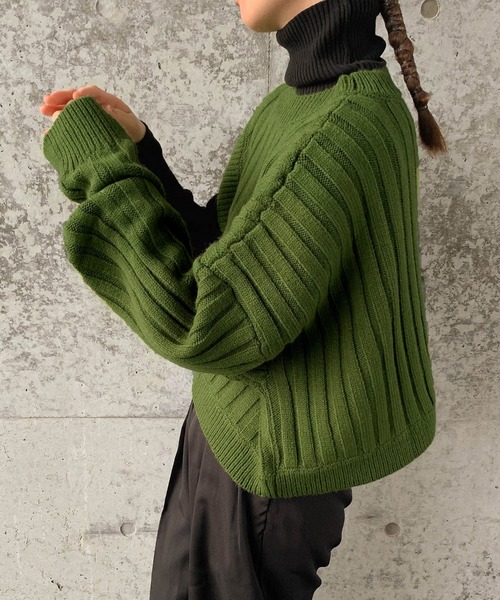 select MOCA by son（セレクトモカバイソン）の「2022 AW リブ編みワンショルダーニット（ニット/セーター・レディース・ブラック/ライトベージュ/アイボリー/グリーン・FREE）」の19枚目の写真