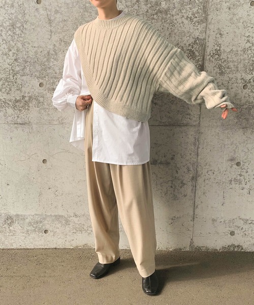 2022 AW リブ編みワンショルダーニット（ニット/セーター
