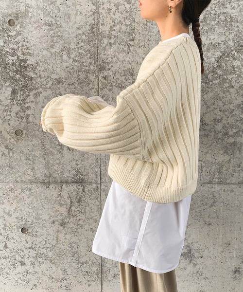 select MOCA by son（セレクトモカバイソン）の「2022 AW リブ編みワンショルダーニット（ニット/セーター・レディース・ブラック/ライトベージュ/アイボリー/グリーン・FREE）」の16枚目の写真