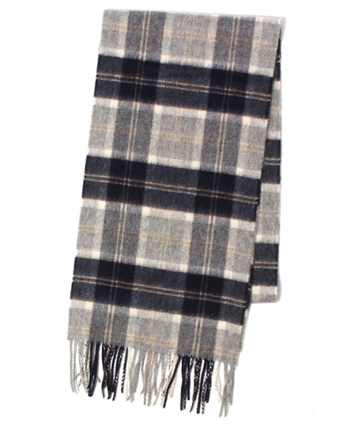 Johnstons of Elgin（ジョンストンズオブエルガン）の「JOHNSTONS: カシミヤ チェック マフラー（マフラー・メンズ・ホワイト/グレー/チャコールグレー/カーキ/レッド/ネイビー・ONE SIZE）」の9枚目の写真