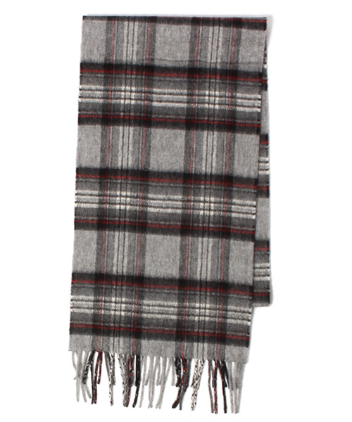 Johnstons of Elgin（ジョンストンズオブエルガン）の「JOHNSTONS: カシミヤ チェック マフラー（マフラー・メンズ・ホワイト/グレー/チャコールグレー/カーキ/レッド/ネイビー・ONE SIZE）」の10枚目の写真