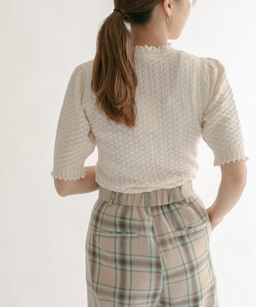 KBF（ケイビーエフ）の「柄編みコンパクトニット（ニット/セーター・レディース・ブラック/グリーン/アイボリー・ONE）」の9枚目の写真