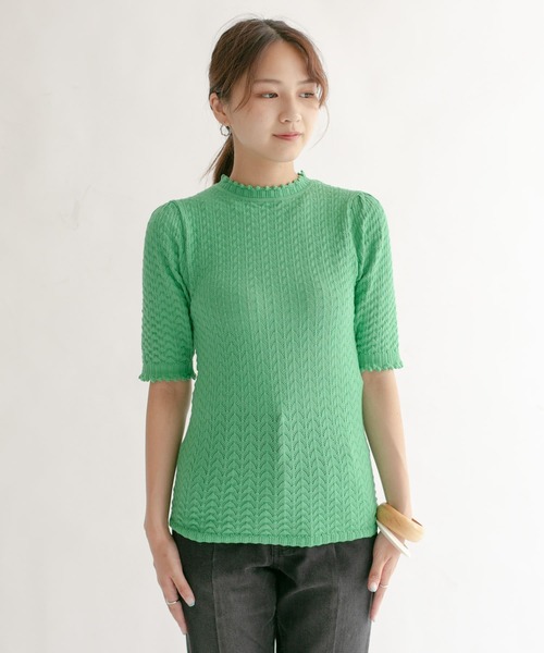 KBF（ケイビーエフ）の「柄編みコンパクトニット（ニット/セーター・レディース・ブラック/グリーン/アイボリー・ONE）」の15枚目の写真