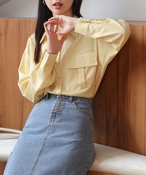 LOPASS(ロパス)の「長袖シャツ(シャツ/ブラウス・レディース・イエロー/ホワイト・MEDIUM/LARGE)」の5枚目の写真