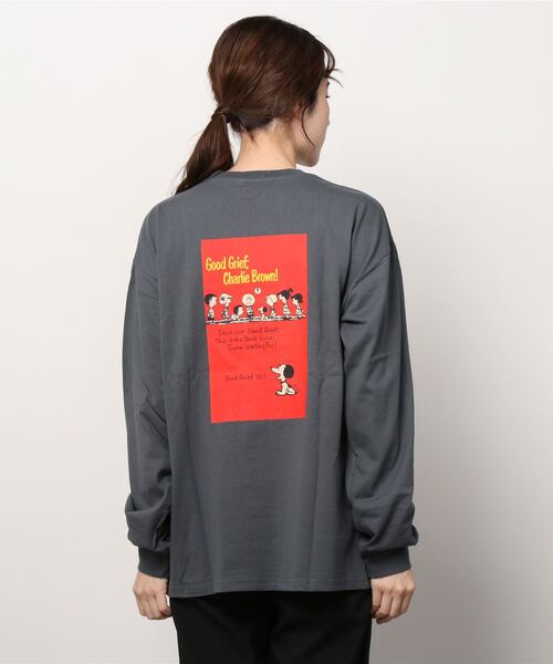 PEANUTS(ピーナッツ)の「【PEANUTS/ピーナッツ】スヌーピー バックプリント ビッグシルエット 長袖Tシャツ(Tシャツ/カットソー・レディース・チャコールグレー/オフホワイト/イエロー/ミント・M/L/XL)」の20枚目の写真