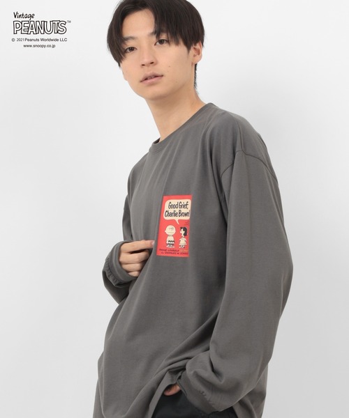 PEANUTS(ピーナッツ)の「【PEANUTS/ピーナッツ】スヌーピー バックプリント ビッグシルエット 長袖Tシャツ(Tシャツ/カットソー・レディース・チャコールグレー/オフホワイト/イエロー/ミント・M/L/XL)」の5枚目の写真