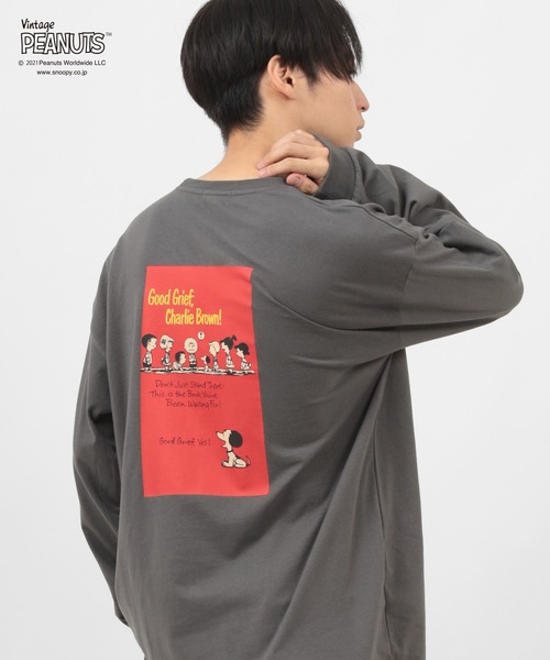 PEANUTS(ピーナッツ)の「【PEANUTS/ピーナッツ】スヌーピー バックプリント ビッグシルエット 長袖Tシャツ(Tシャツ/カットソー・レディース・チャコールグレー/オフホワイト/イエロー/ミント・M/L/XL)」の9枚目の写真
