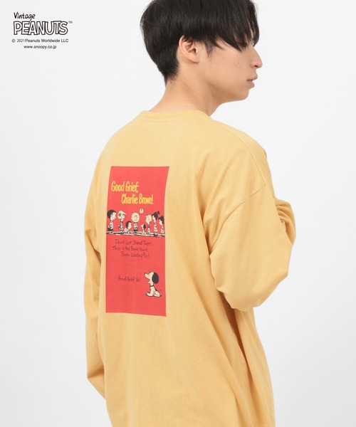 PEANUTS(ピーナッツ)の「【PEANUTS/ピーナッツ】スヌーピー バックプリント ビッグシルエット 長袖Tシャツ(Tシャツ/カットソー・レディース・チャコールグレー/オフホワイト/イエロー/ミント・M/L/XL)」の10枚目の写真