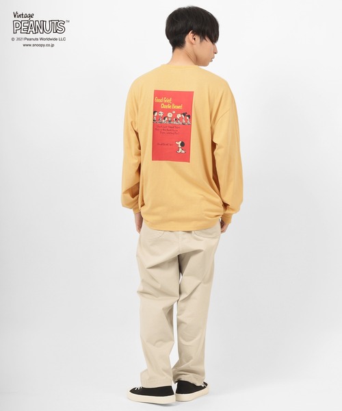PEANUTS(ピーナッツ)の「【PEANUTS/ピーナッツ】スヌーピー バックプリント ビッグシルエット 長袖Tシャツ(Tシャツ/カットソー・レディース・チャコールグレー/オフホワイト/イエロー/ミント・M/L/XL)」の15枚目の写真