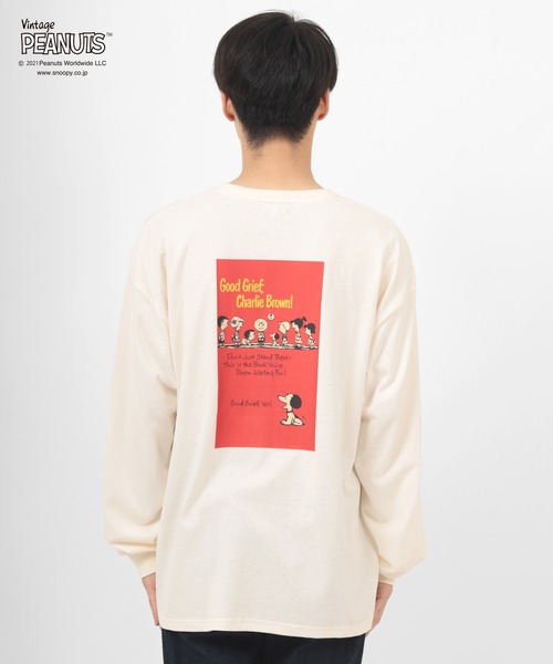 PEANUTS(ピーナッツ)の「【PEANUTS/ピーナッツ】スヌーピー バックプリント ビッグシルエット 長袖Tシャツ(Tシャツ/カットソー・レディース・チャコールグレー/オフホワイト/イエロー/ミント・M/L/XL)」の14枚目の写真