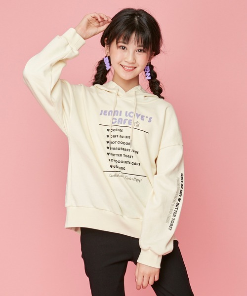 JENNI love（ジェニィラブ）の「バックスリットパーカー（パーカー・キッズ・ブラック/オフホワイト/ピンク・130cm/140cm/150cm/160cm）」の2枚目の写真