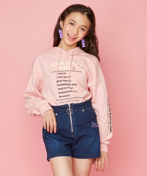 JENNI love（ジェニィラブ）の「バックスリットパーカー（パーカー・キッズ・ブラック/オフホワイト/ピンク・130cm/140cm/150cm/160cm）」の3枚目の写真