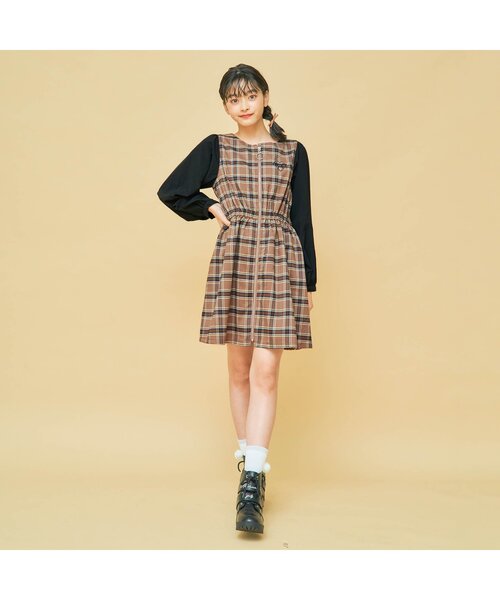 algy（アルジー）の「シャツ袖ドッキングワンピ（ワンピース・キッズ・ブラック/ブラウン/ベージュ・X-SMALL/XX-SMALL/SMALL/MEDIUM）」の8枚目の写真