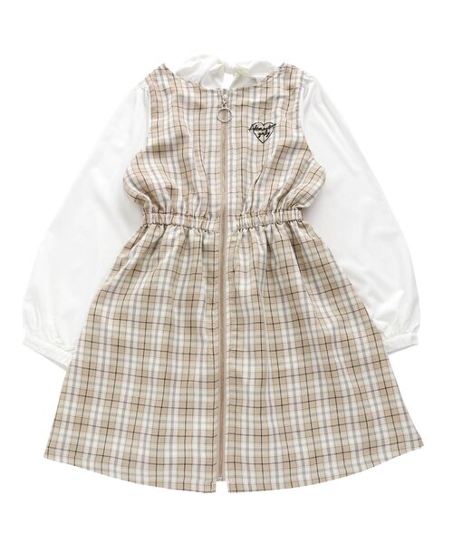 algy（アルジー）の「シャツ袖ドッキングワンピ（ワンピース・キッズ・ブラック/ブラウン/ベージュ・X-SMALL/XX-SMALL/SMALL/MEDIUM）」の5枚目の写真