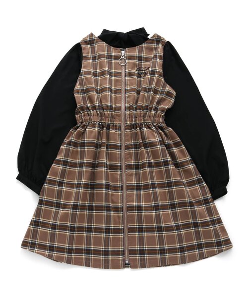 algy（アルジー）の「シャツ袖ドッキングワンピ（ワンピース・キッズ・ブラック/ブラウン/ベージュ・X-SMALL/XX-SMALL/SMALL/MEDIUM）」の6枚目の写真