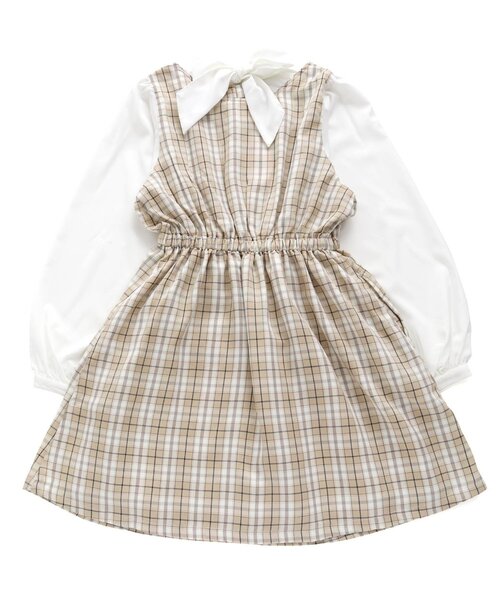 algy（アルジー）の「シャツ袖ドッキングワンピ（ワンピース・キッズ・ブラック/ブラウン/ベージュ・X-SMALL/XX-SMALL/SMALL/MEDIUM）」の15枚目の写真