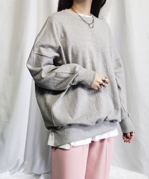 【 6color 】ヘムラウンドクルーネックオーバートレーナー
