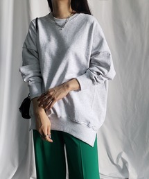 【 6color 】ヘムラウンドクルーネックオーバートレーナー