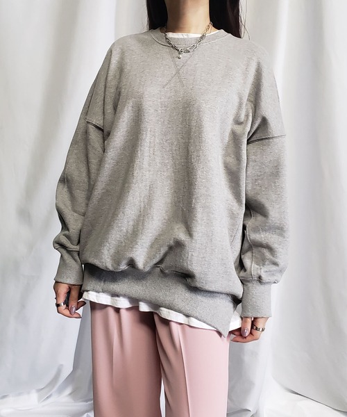 me+em select(ミームセレクト)の「【 6color 】ヘムラウンドクルーネックオーバートレーナー(スウェット・レディース・ネイビー/ワインレッド/ベージュ/グレー/チャコールグレー/ライトグレー・FREE)」の18枚目の写真