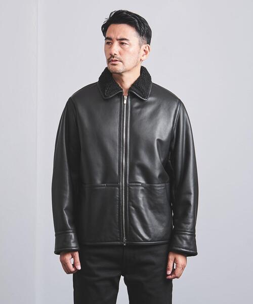 ユナイテッドアローズ ラムレザージャケット ムートン襟【状態良好】L メンズ ユナイテッドアローズ ラムレザージャケット ムートン襟【状態良好】L