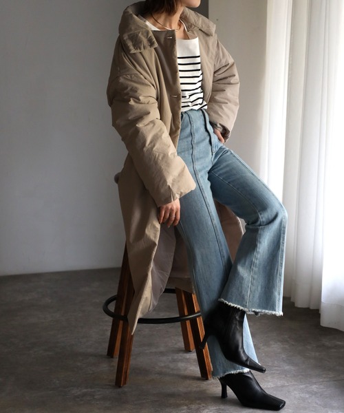 Bonjour Sagan(ボンジュールサガン)の「スタンドカラーダウンコート(ダウンジャケット/コート・レディース・ブラック/ライトグリーン/ライトベージュ/カーキ/ベージュ・FREE)」の1枚目の写真