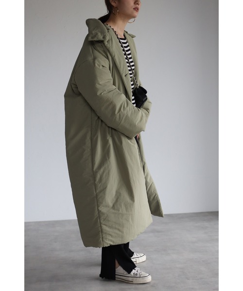 Bonjour Sagan(ボンジュールサガン)の「スタンドカラーダウンコート(ダウンジャケット/コート・レディース・ブラック/ライトグリーン/ライトベージュ/カーキ/ベージュ・FREE)」の14枚目の写真