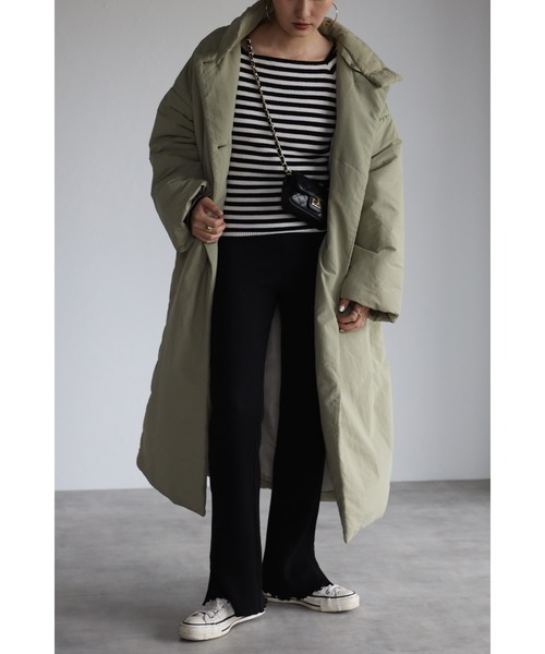 Bonjour Sagan(ボンジュールサガン)の「スタンドカラーダウンコート(ダウンジャケット/コート・レディース・ブラック/ライトグリーン/ライトベージュ/カーキ/ベージュ・FREE)」の6枚目の写真