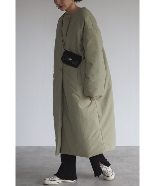 Bonjour Sagan(ボンジュールサガン)の「スタンドカラーダウンコート(ダウンジャケット/コート・レディース・ブラック/ライトグリーン/ライトベージュ/カーキ/ベージュ・FREE)」の11枚目の写真