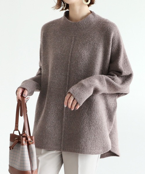 reca(レカ)の「ゆるシルエットで華奢見え叶う!ドルマンスリーブハイネックリブタートルニット(ニット/セーター・レディース・ダークブラウン/オートミール/ベージュ/チャコールグレー/ブルーグレー・M)」の4枚目の写真