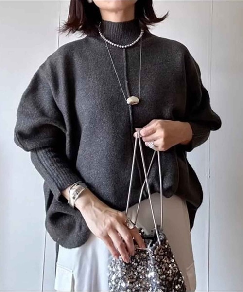 セール】ゆるシルエットで華奢見え叶う！ドルマンスリーブハイネック