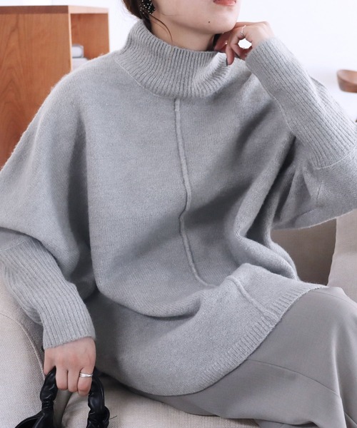 ゆるシルエットで華奢見え叶う！ドルマンスリーブハイネックリブ