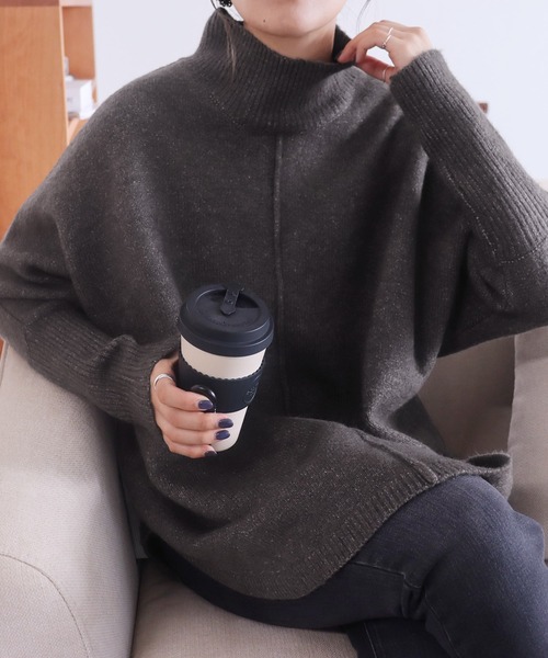 ゆるシルエットで華奢見え叶う！ドルマンスリーブハイネックリブ