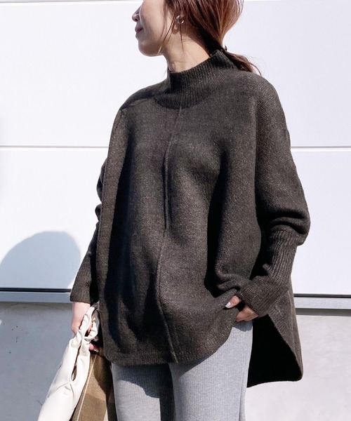 ゆるシルエットで華奢見え叶う！ドルマンスリーブハイネックリブ