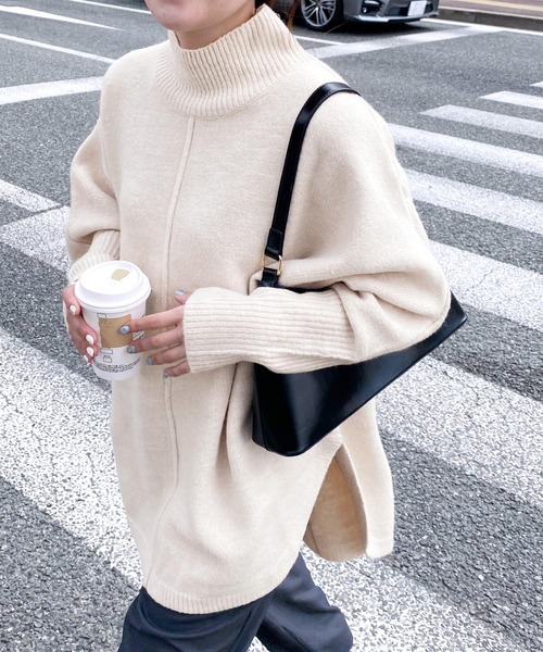 ゆるシルエットで華奢見え叶う！ドルマンスリーブハイネックリブ