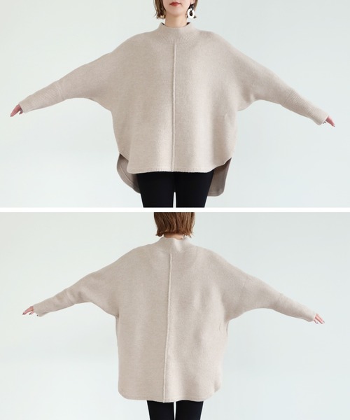 reca(レカ)の「ゆるシルエットで華奢見え叶う!ドルマンスリーブハイネックリブタートルニット(ニット/セーター・レディース・ダークブラウン/オートミール/ベージュ/チャコールグレー/ブルーグレー・M)」の9枚目の写真