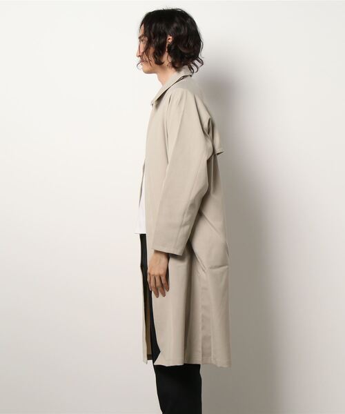 MYSELF ABAHOUSE（マイセルフアバハウス）の「【MYSELF ABAHOUSE】ポリトロツイル ロングステンカラーコート / スプリングコート（ステンカラーコート・メンズ・ベージュ/ブラック・46/48）」の3枚目の写真